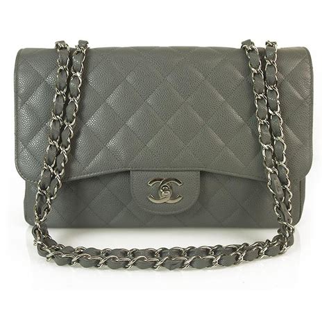 chanel classic grey flap bag